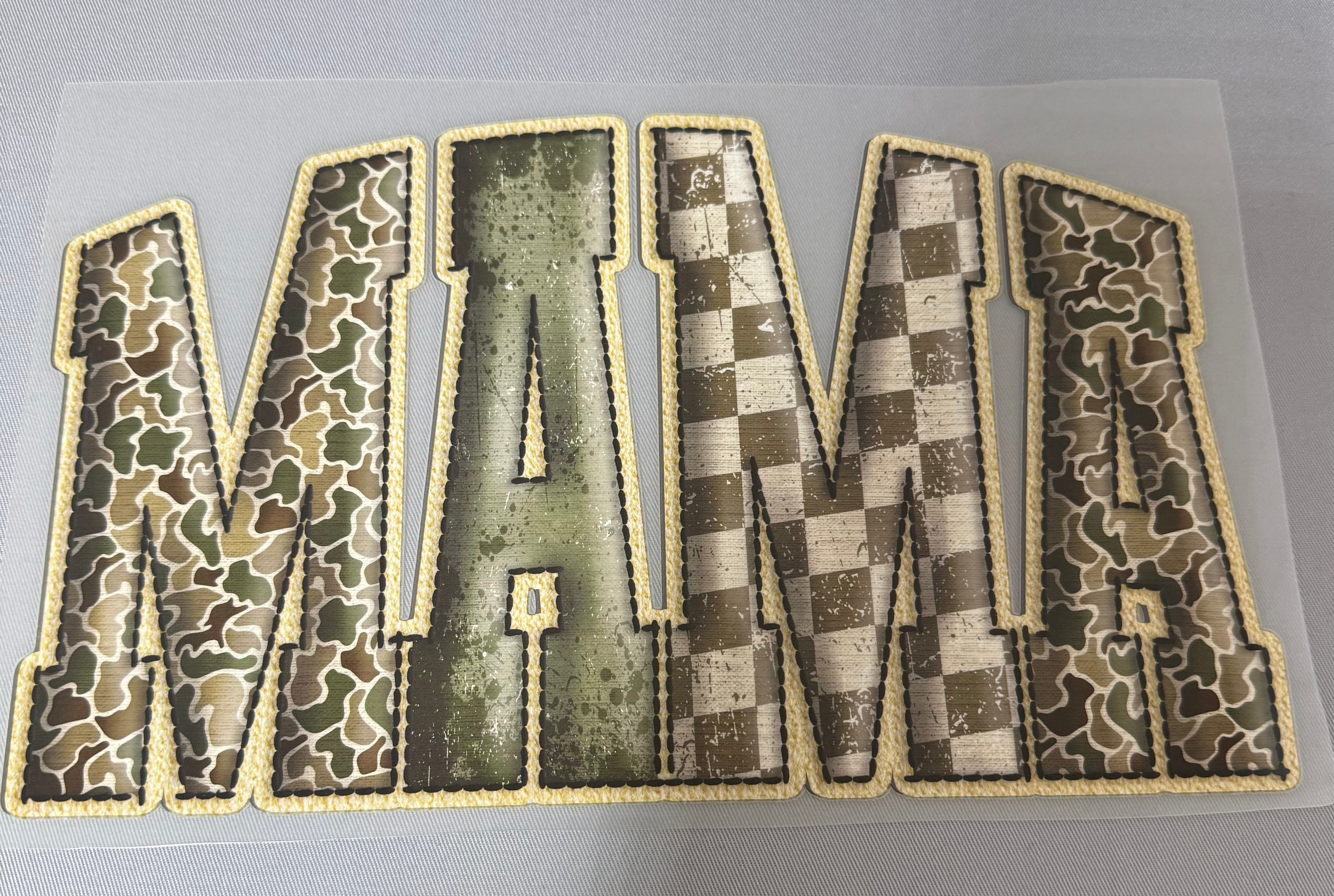 Green camo/checkered “MAMA”
