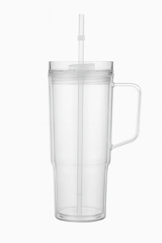 40oz Acrylic Customizable Snow Globe Tumbler With Handle