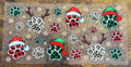 Christmas paw prints