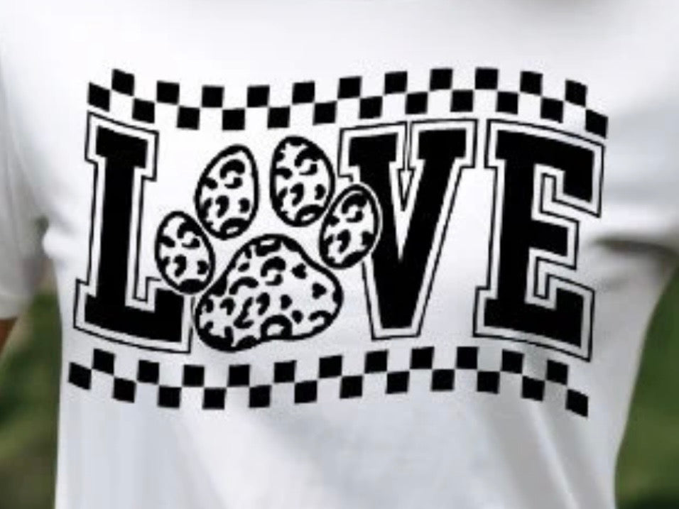 Checkered love dog paw
