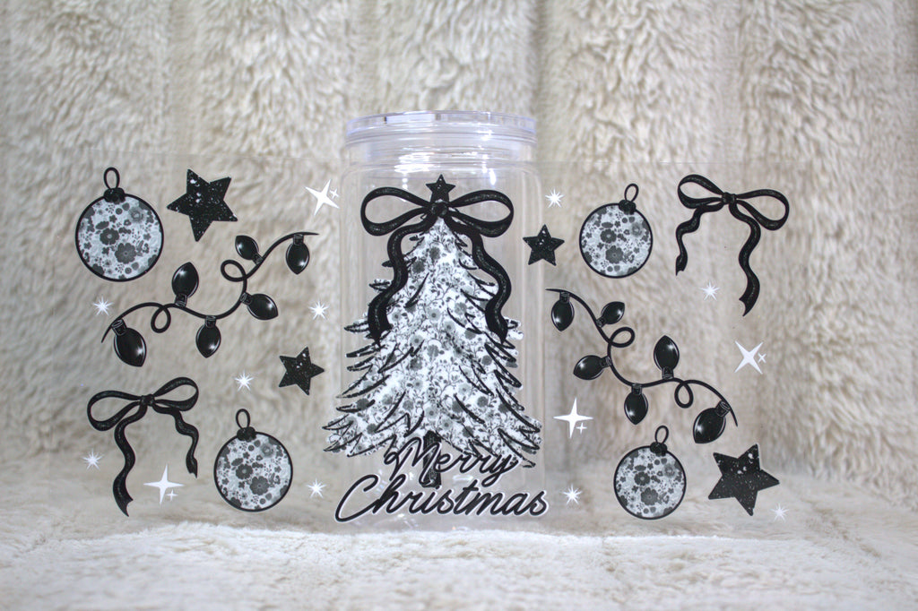 Black and White Christmas Tree Cup Wrap