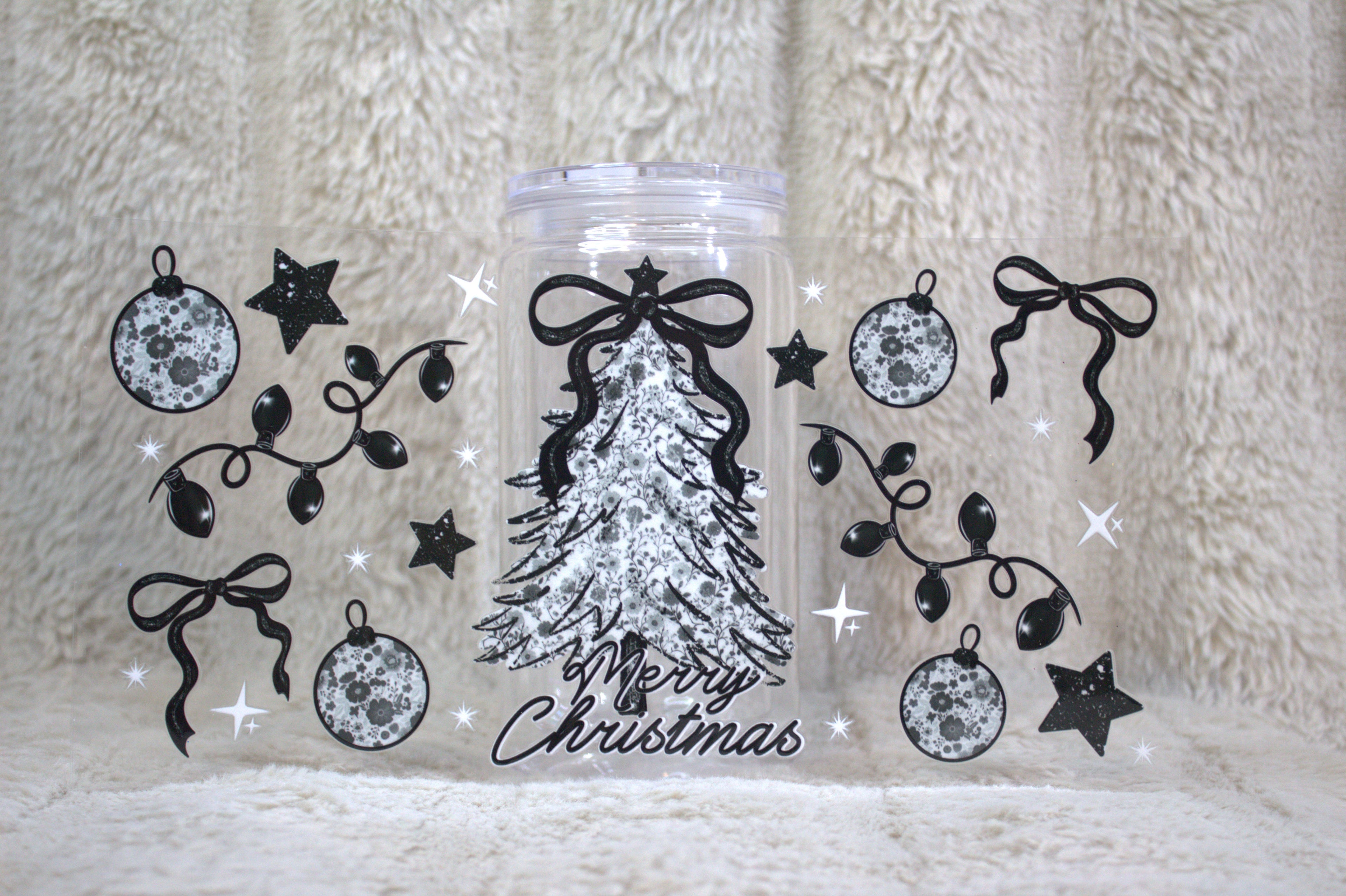 Black and White Christmas Tree Cup Wrap